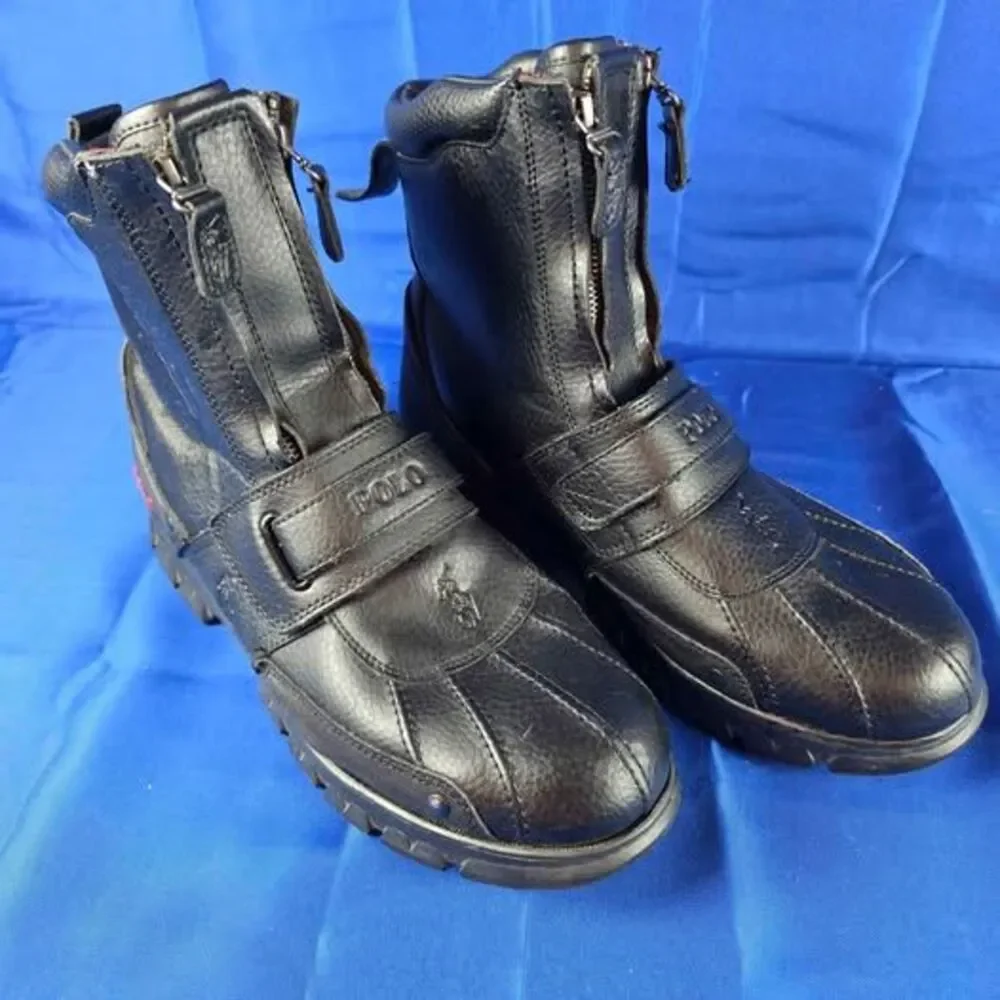 Polo Ralph Lauren Conquest Hi III black leather boots